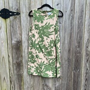Carmen Marc Valvo Linen Blend Modern Floral Classic Shift Dress Sz 8